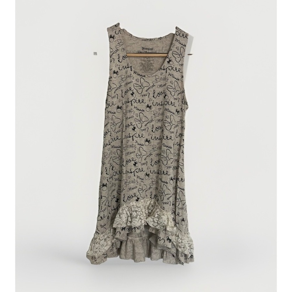 Disney Parks Minnie Mouse Ruffle Lace Tank Top Gray Women Medium
